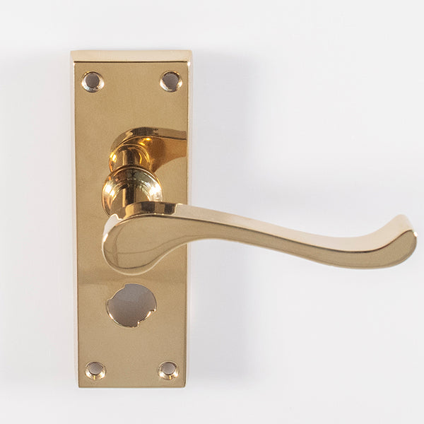 Carlisle Brass - Contract Victorian Scroll Lever on Privacy Backplate - Polished Brass - CBS55WC - Choice Handles