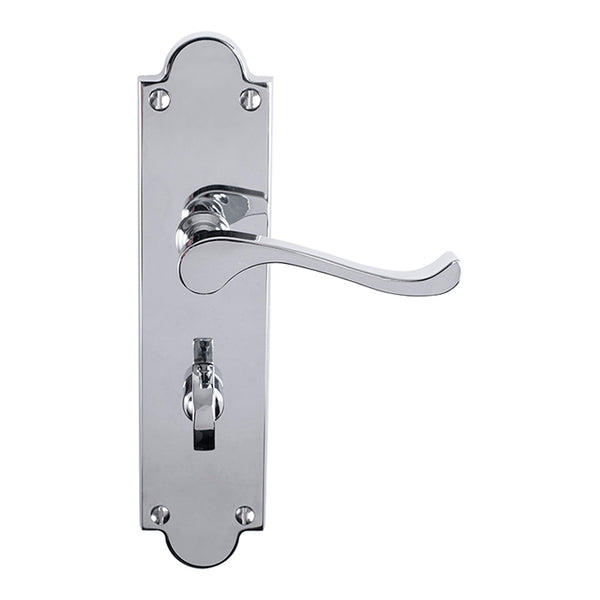 Carlisle Brass - Victorian Scroll Lever On Shaped Backplate - Bathroom 57mm C/C (Contract Range) - Polished Chrome - CBS68WCCP - Choice Handles