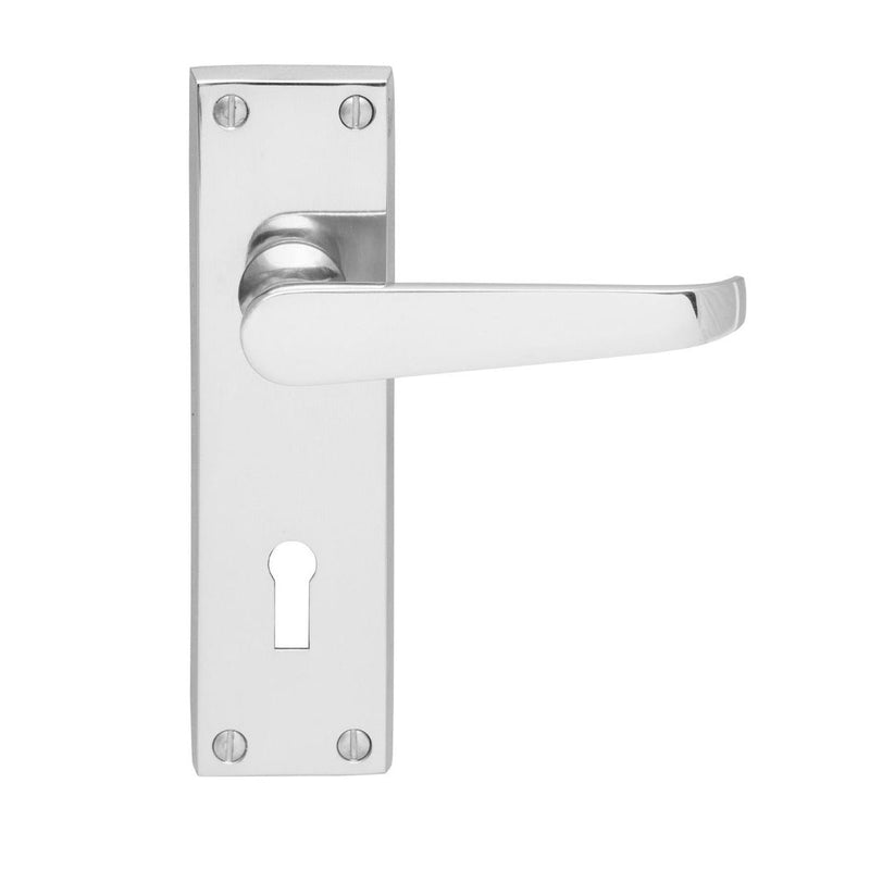 Carlisle Brass - Contract Victorian Lever on Lock Backplate - Polished Chrome - CBV30CP - Choice Handles