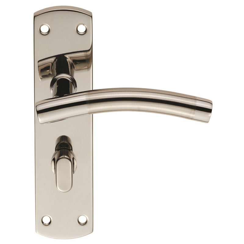 Eurospec - Steelworx Residential Curved Lever on WC Backplate - Bright/Satin Stainless Steel - CSLP1163T/DUO - Choice Handles