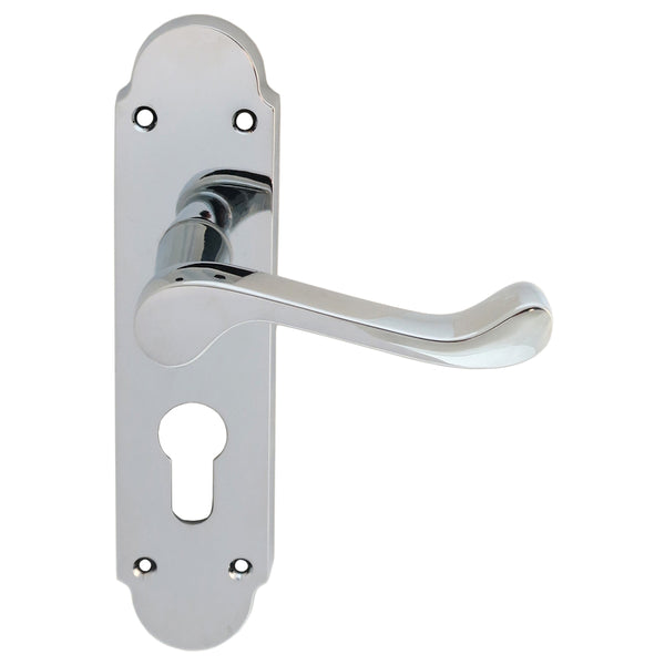 Carlisle Brass - Oakley Lever on Euro Lock Backplate - Polished Chrome - DL168YCP - Choice Handles