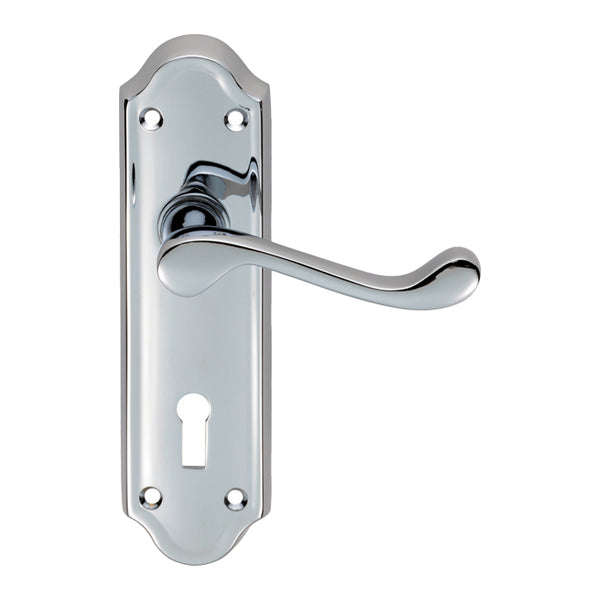 Carlisle Brass - Ashtead Lever on Lock Backplate - Polished Chrome - DL17CP - Choice Handles