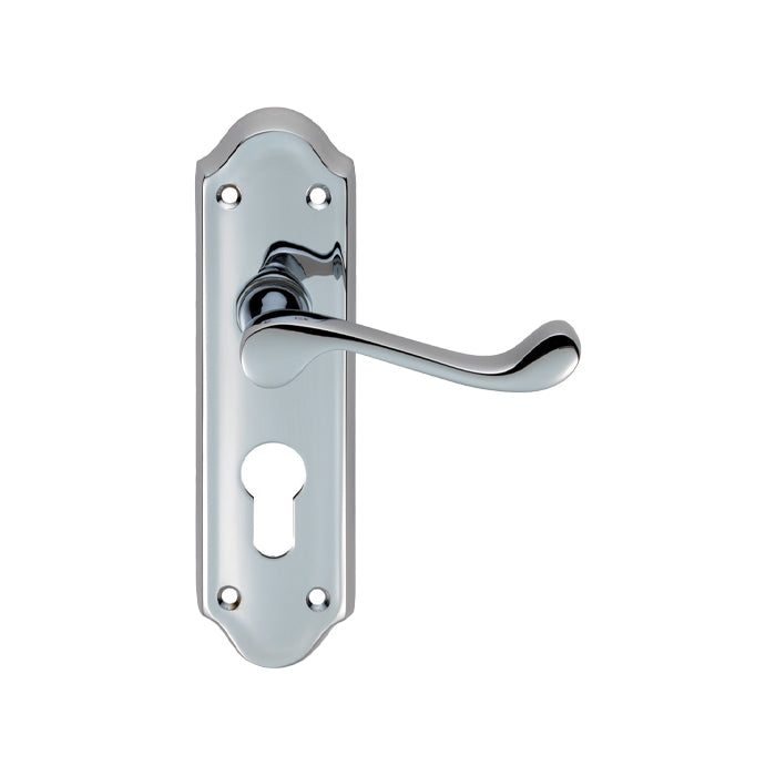 Carlisle Brass - Ashtead Lever on Euro Lock Backplate - Polished Chrome - DL17YCP - Choice Handles