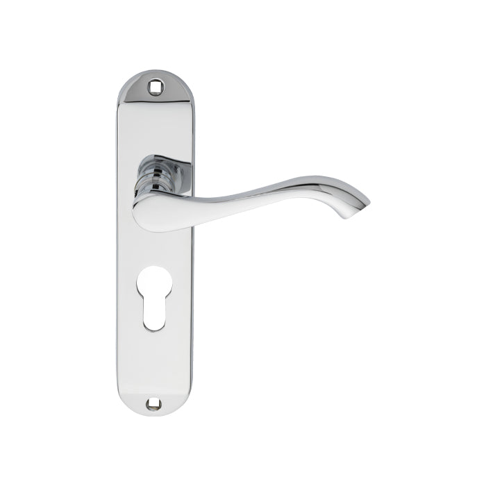 Carlisle Brass - Andros Lever on Euro Lock Backplate - Polished Chrome - DL180YCP - Choice Handles