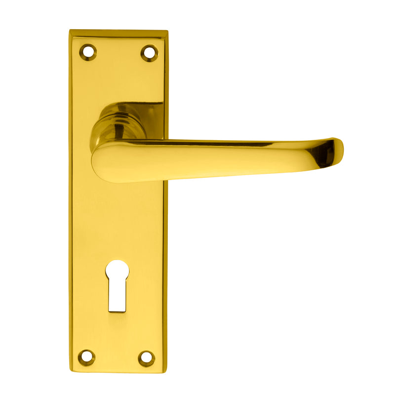 Carlisle Brass - Victorian Ascot Lever on Lock Backplate - Polished Brass - DL30 - Choice Handles