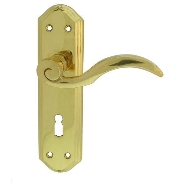 Carlisle Brass - Wentworth Lever on Lock Backplate - Polished Brass - DL340 - Choice Handles