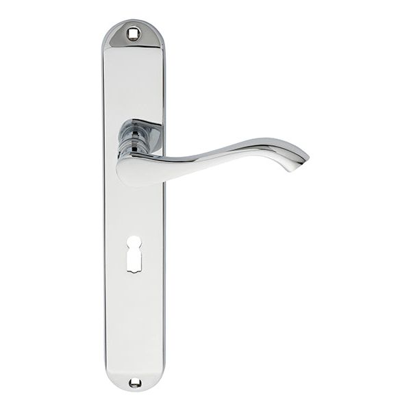 Carlisle Brass - Andros Lever on Long Lock Backplate - Polished Chrome - DL380CP - Choice Handles