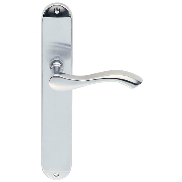 Carlisle Brass - Andros Lever on Long Latch Backplate - Satin Chrome - DL381SC - Choice Handles