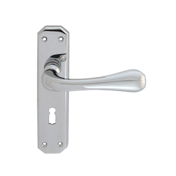 Carlisle Brass - Eden Lever on Lock Backplate - Polished Chrome - DL410CP - Choice Handles