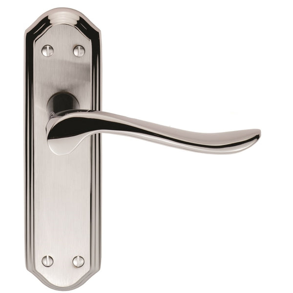 Carlisle Brass - Lytham Lever on Latch backplate - Satin / Polished Chrome Dual Finish - DL451SCCP - Choice Handles