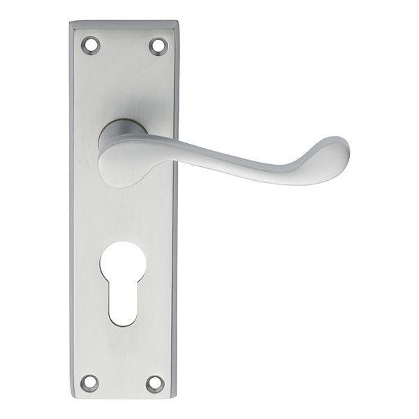 Carlisle Brass - Victorian Scroll Lever on Euro Lock Backplate - Satin Chrome - DL54YSC - Choice Handles