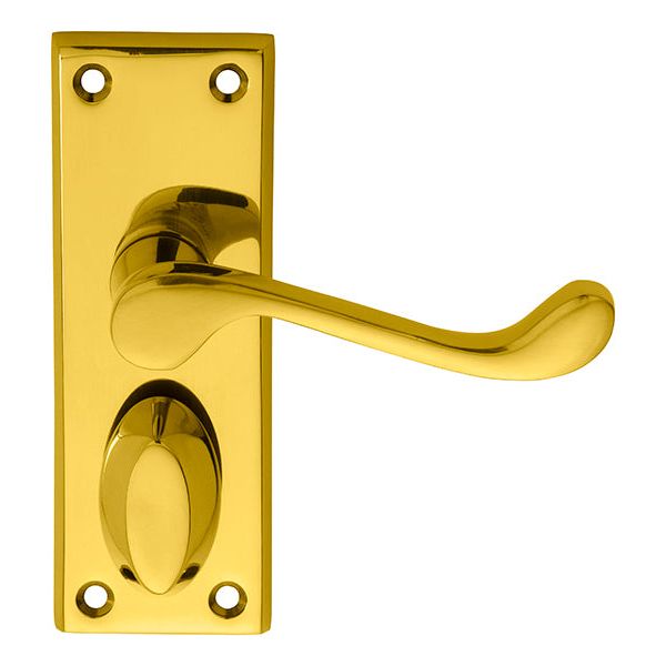 Carlisle Brass - Victorian Scroll Lever on Short Privacy Backplate - Polished Brass - DL55WC - Choice Handles