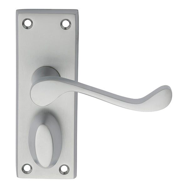 Carlisle Brass - Victorian Scroll Lever on Short Privacy Backplate - Satin Chrome - DL55WCSC - Choice Handles