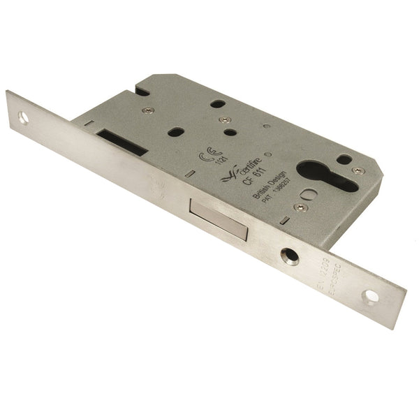 Eurospec - Euro Profile Deadlock, 55mm Backset  - Satin Stainless Steel - DLE0055EPSSS - Choice Handles