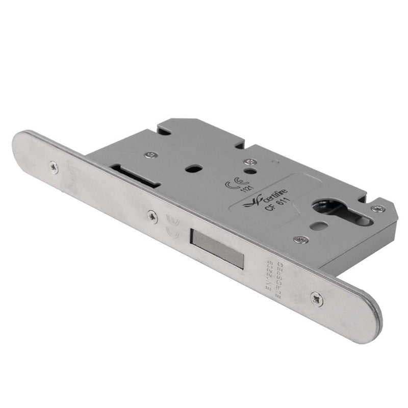 Eurospec - Easi T Din Euro Profile Deadlock Radius, 60mm Backset  - Satin Stainless Steel DLS0060EPSSS/R - Choice Handles