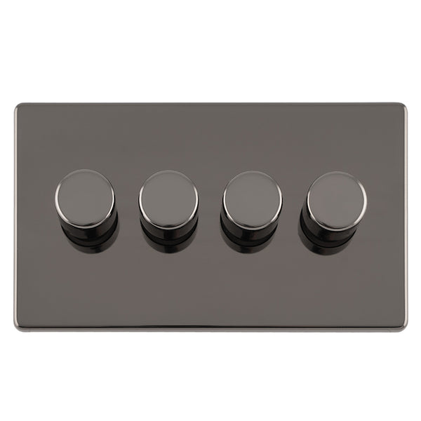 Eurolite Concealed 3mm 4 Gang Led Push On Off 2Way Dimmer - Black Nickel - ECBN4DLED - Choice Handles