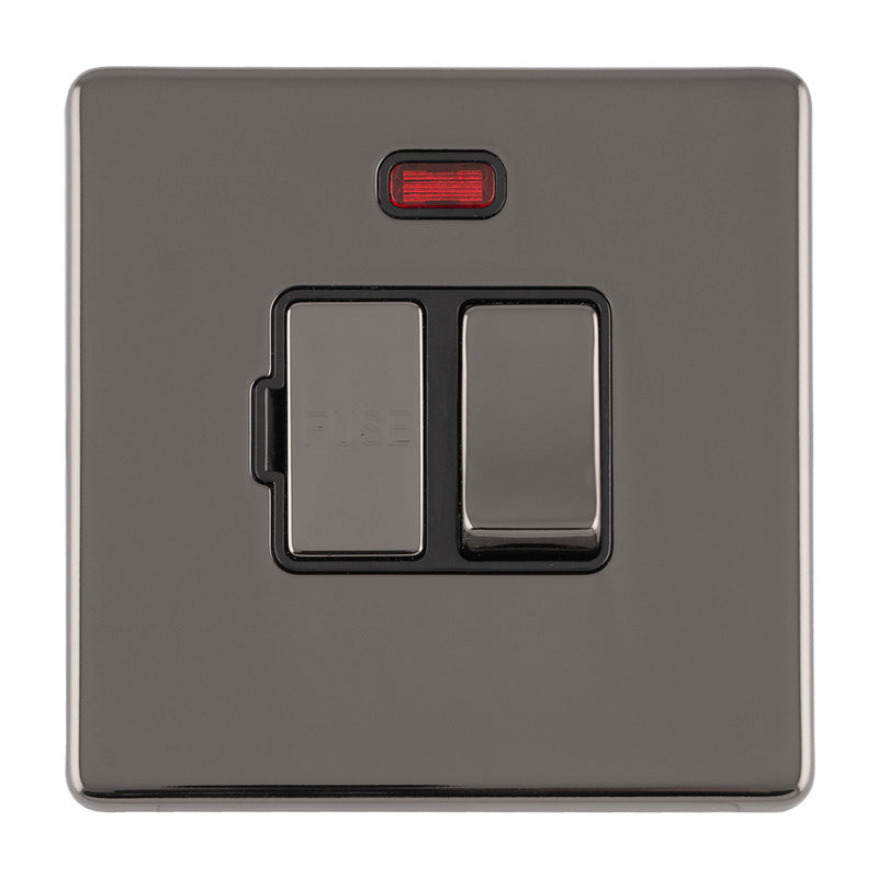 Eurolite Concealed 3mm 13Amp Switched Fuse Spur - Black Nickel - ECBNSWFNB - Choice Handles