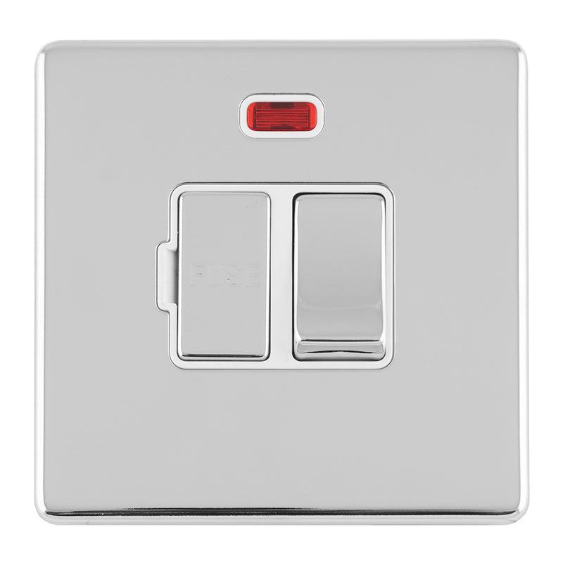 Eurolite Concealed 3mm 13Amp Switched Fuse Spur With Neon - Polished Chrome - ECPCSWFNW - Choice Handles