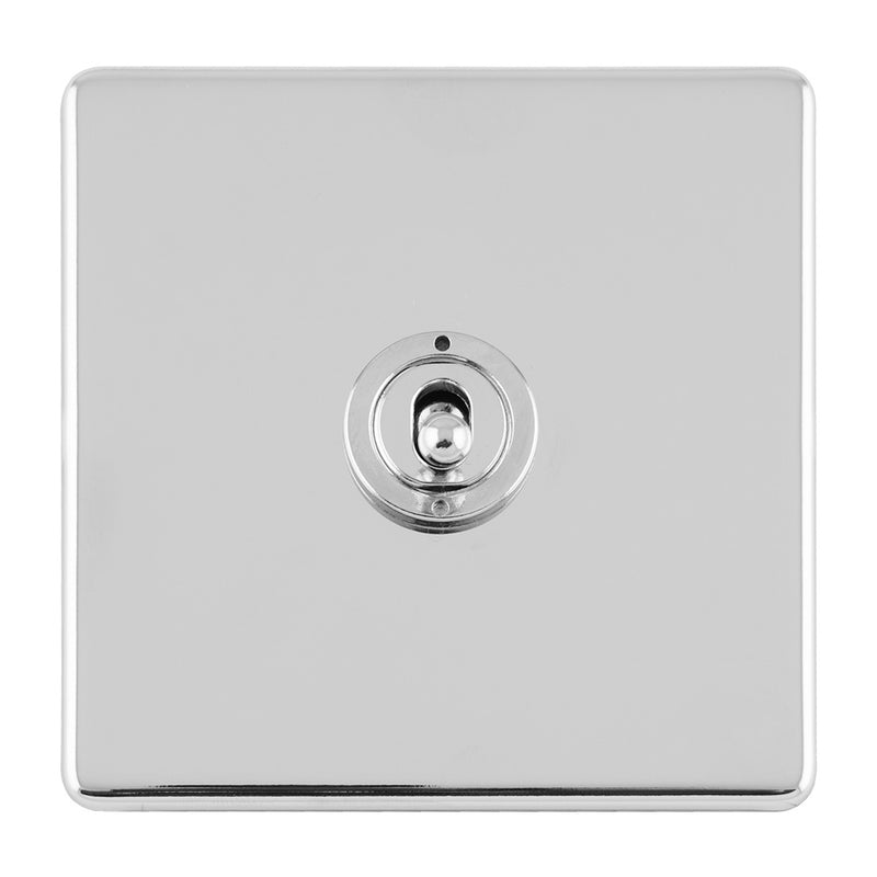 Eurolite Concealed 3mm 1 Gang 10Amp 2Way Toggle Switch Polished Chrome Plate - Polished Chrome - ECPCT1SW - Choice Handles