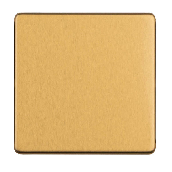 Eurolite Concealed 3mm Single Blank Plate - Satin Brass - ECSB1BB - Choice Handles