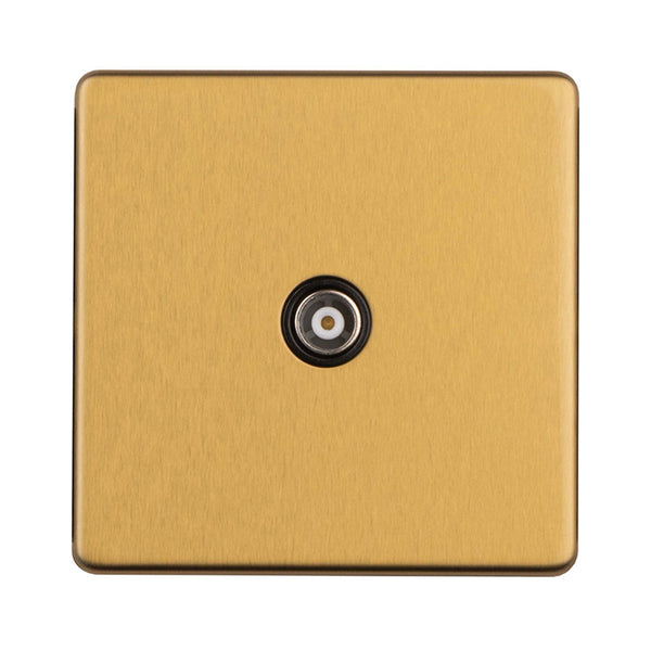 Eurolite Concealed 3mm 1 Gang Tv Socket - Satin Brass - ECSB1TVB - Choice Handles