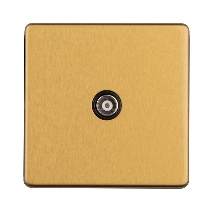 Eurolite Concealed 3mm 1 Gang Tv Socket - Satin Brass - ECSB1TVB - Choice Handles