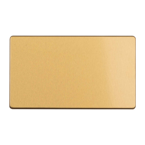 Eurolite Concealed 3mm 2 Gang Double Blank Plate - Satin Brass - ECSB2BB - Choice Handles