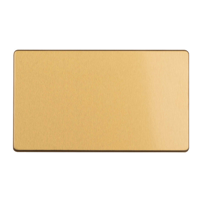 Eurolite Concealed 3mm 2 Gang Double Blank Plate - Satin Brass - ECSB2BB - Choice Handles