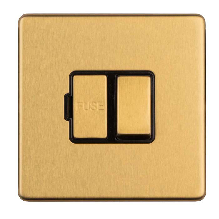 Eurolite Concealed 3mm 13Amp Switched Fuse Spur - Satin Brass - ECSBSWFB - Choice Handles