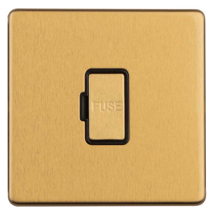 Eurolite Concealed 3mm 13Amp Un-Switched Fuse Spur - Satin Brass - ECSBUSWFB - Choice Handles