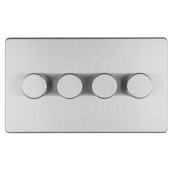 Eurolite Concealed 3mm 4 Gang Led Push On Off 2Way Dimmer - Stainless Steel - ECSS4DLED - Choice Handles