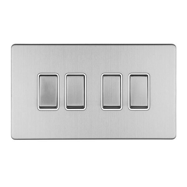 Eurolite Concealed 3mm 6 Gang 10Amp 2Way Switch - Stainless Steel - ECSS4SWW - Choice Handles