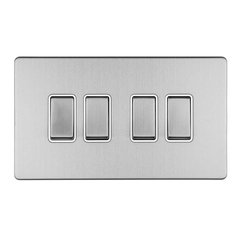 Eurolite Concealed 3mm 6 Gang 10Amp 2Way Switch - Stainless Steel - ECSS4SWW - Choice Handles