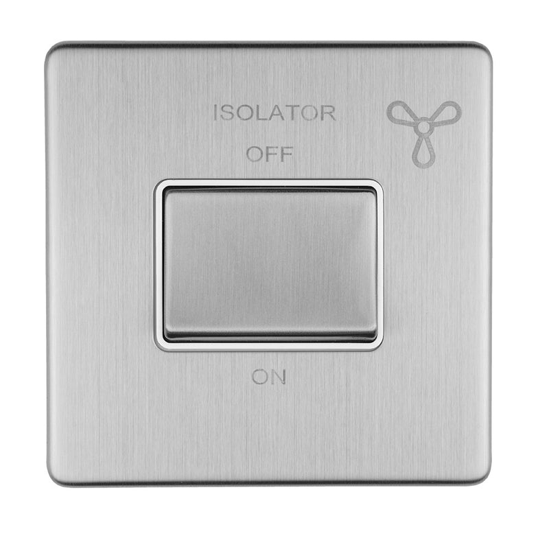 Eurolite Concealed 3mm 6Amp Fan Isolator Switch - Stainless Steel - ECSSFSWW - Choice Handles