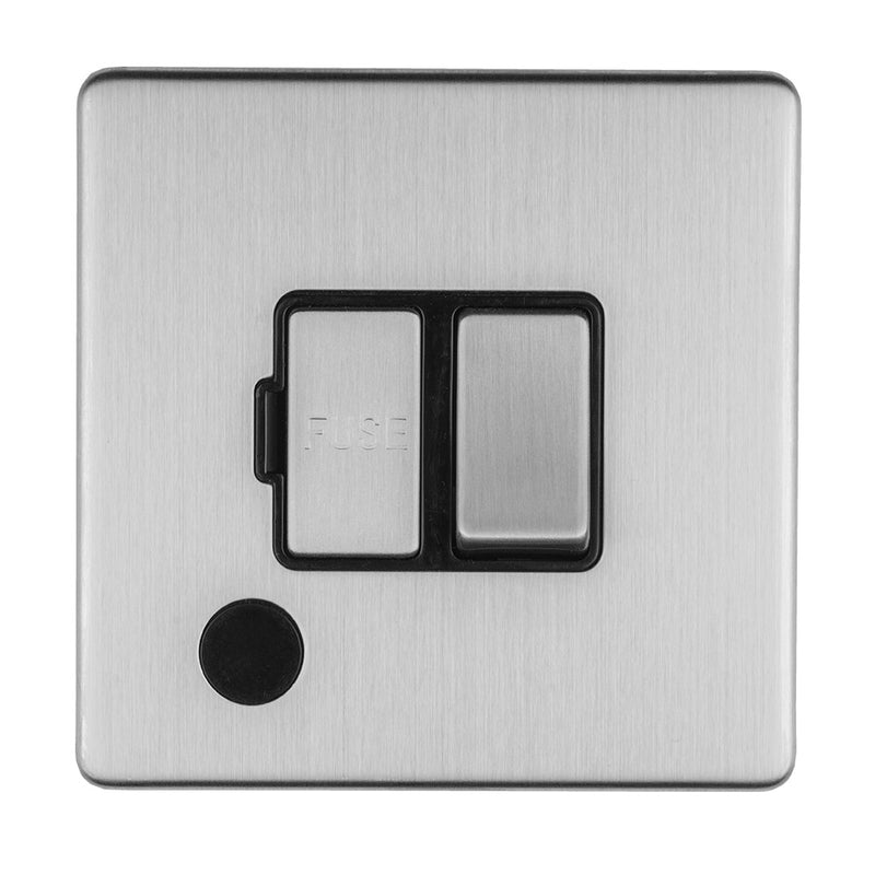 Eurolite Concealed 3mm 13Amp Switched Fuse Spur With Flex Outlet - Stainless Steel - ECSSSWFFOB - Choice Handles