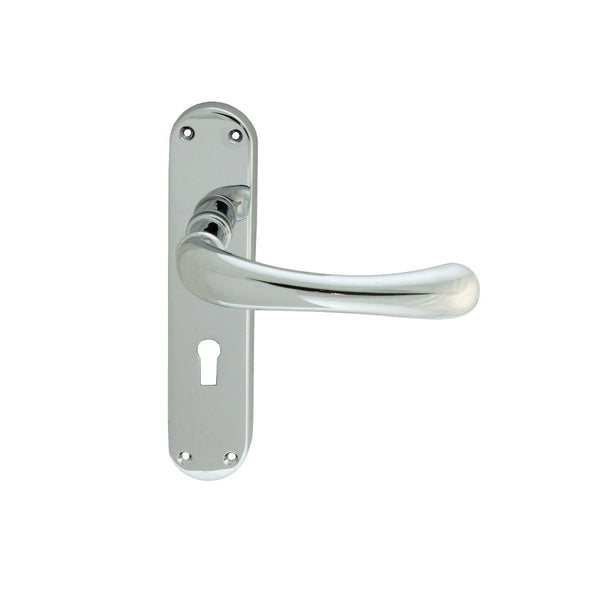 Carlisle Brass - Ibra Lever On Backplate - Lock 57mm C/C - Polished Chrome - CBL11CP - Choice Handles