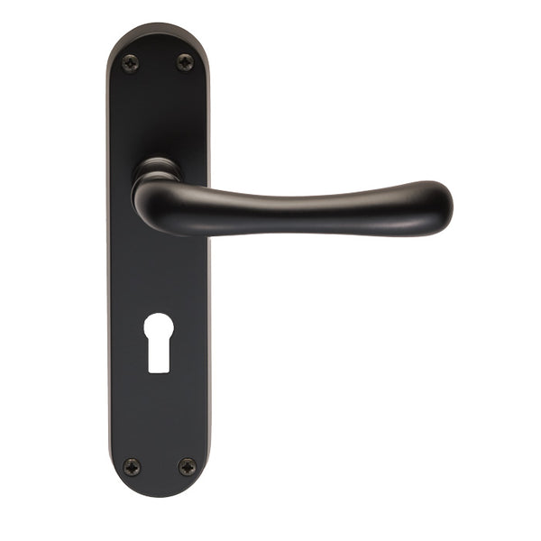 Manital - Ibra Lever on Lock Backplate - Matt Black - EL11MB - Choice Handles