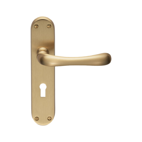 Manital - Ibra Lever on Lock Backplate - Satin Brass - EL11SB - Choice Handles