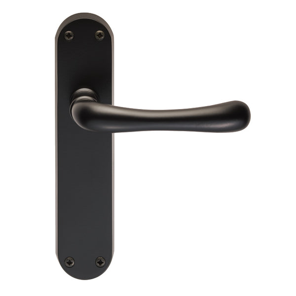 Manital - Ibra Lever on Latch Backplate - Matt Black - EL12MB - Choice Handles