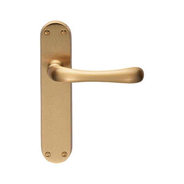 Manital - Ibra Lever on Latch Backplate - Satin Brass - EL12SB - Choice Handles