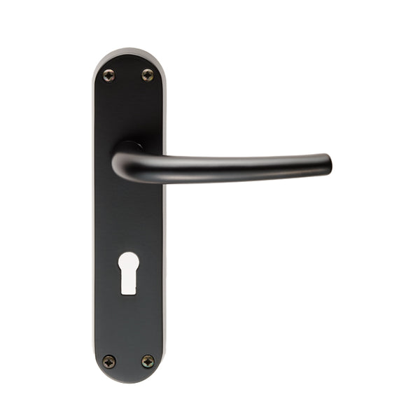 Manital - Lilla Lever on Lock Backplate - Matt Black - EL31MB - Choice Handles