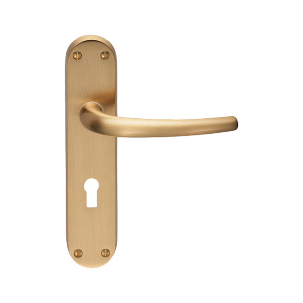 Manital - Lilla Lever on Lock Backplate - Satin Brass - EL31SB - Choice Handles