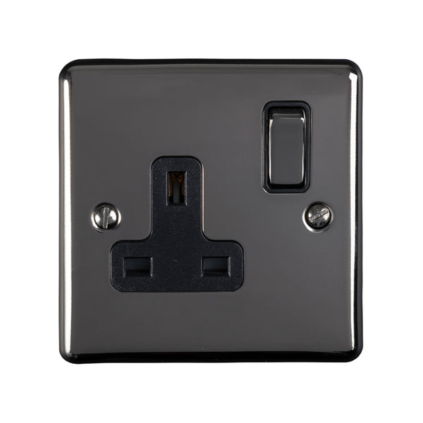 Eurolite Enhance Decorative 1 Gang Socket - Black Nickel - EN1SOBNB - Choice Handles