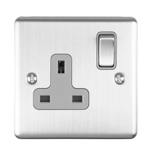 Eurolite Enhance Decorative 1 Gang Socket - Satin Stainless - EN1SOSSG - Choice Handles