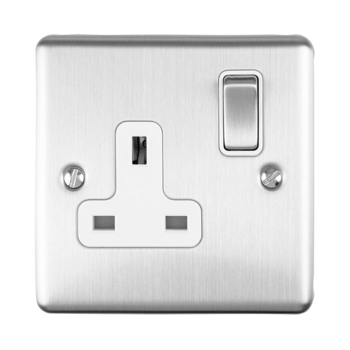 Eurolite Enhance Decorative 1 Gang Socket - Satin Stainless - EN1SOSSW - Choice Handles