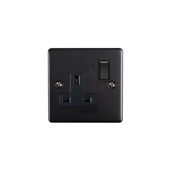 Eurolite Enhance Decorative 1 Gang Socket - Matt Black - EN1SOMBB - Choice Handles