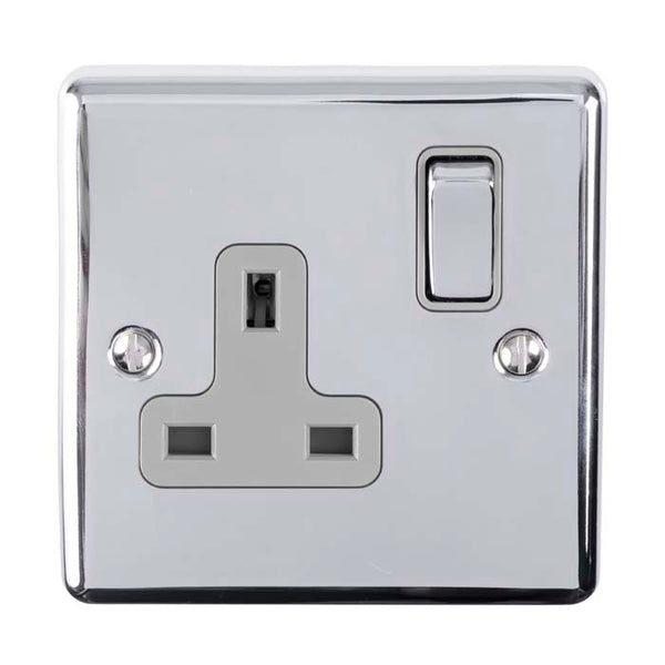 Eurolite Enhance Decorative 1 Gang Socket - Polished Chrome - EN1SOPCG - Choice Handles