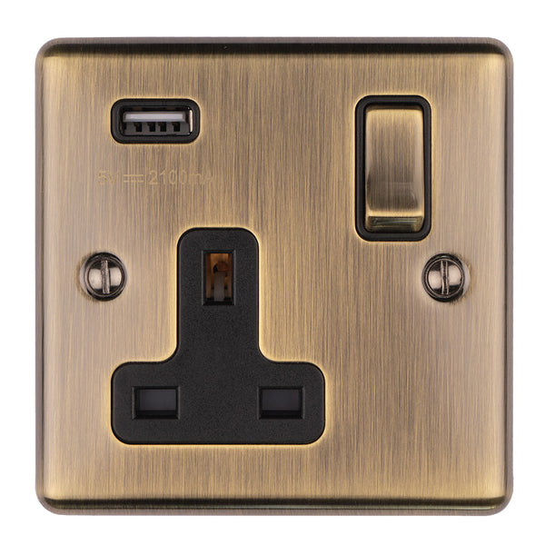 Eurolite Enhance Decorative 1 Gang Usb Socket - Antique - EN1USBABB - Choice Handles