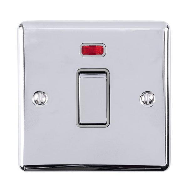 Eurolite Enhance Decorative 20Amp Switch With Neon Indicator - Polished Chrome - EN20ASWNPCG - Choice Handles