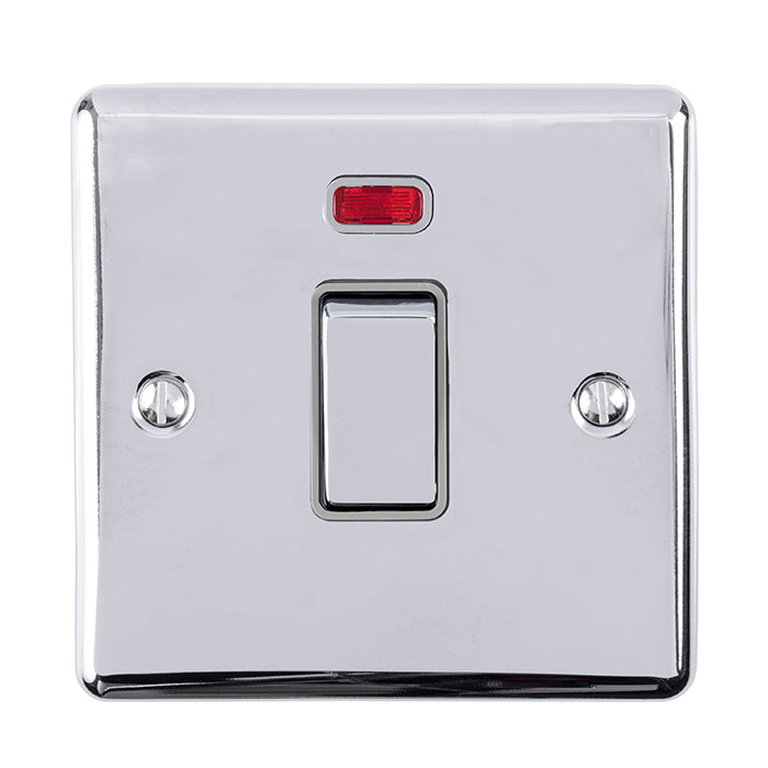 Eurolite Enhance Decorative 20Amp Switch With Neon Indicator - Polished Chrome - EN20ASWNPCG - Choice Handles